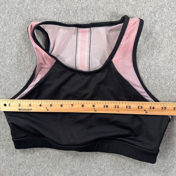C&C California Racerback Sports Bra Women's Large Black Pink Mesh Stripe Active - Picture 3 of 7